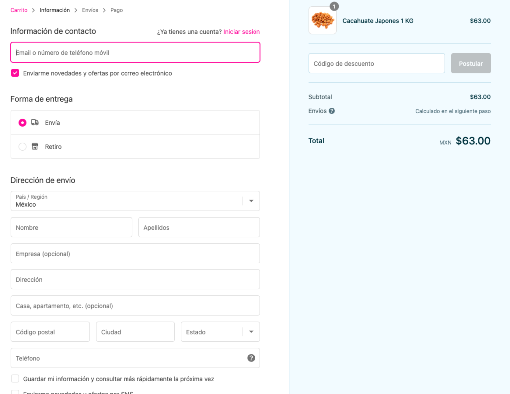 checkout optimizado